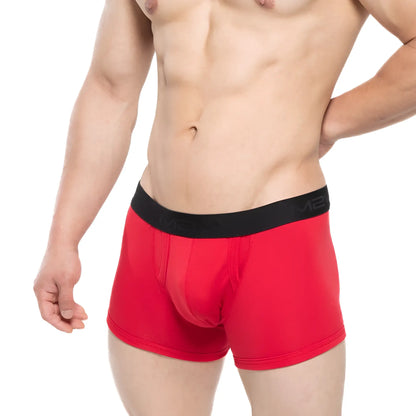Red metro male wear avalon boxer briefs with black elastic m2 logo waistband for comfortable everyday wear