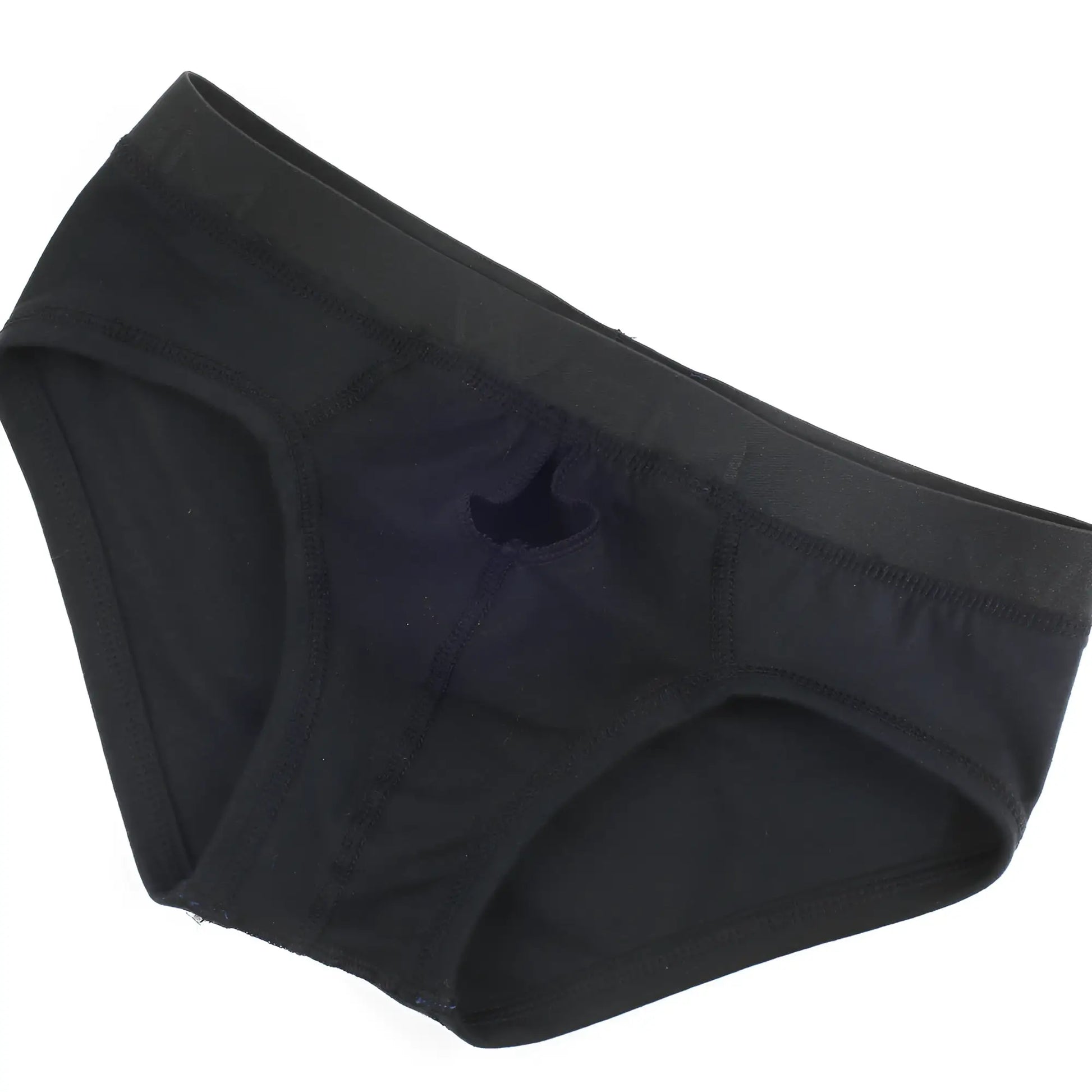 Black cotton briefs with a subtle front cutout design metro male wear avalon brief black 3036-20