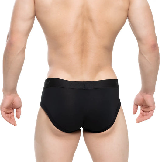 MetroMaleWear Avalon brief black 3036-20 with smooth form-fitting fabric and subtle logo on the waistband