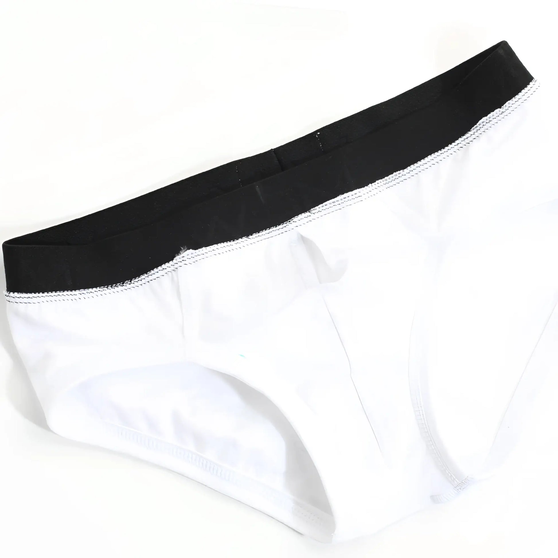 White briefs with a black elastic waistband metro male wear avalon brief white 3036-00 front view