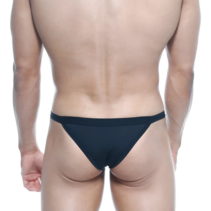 Black triangular briefs metroMalewear avant-garde bikini black 1115-20 with smooth form-fitting fabric front view
