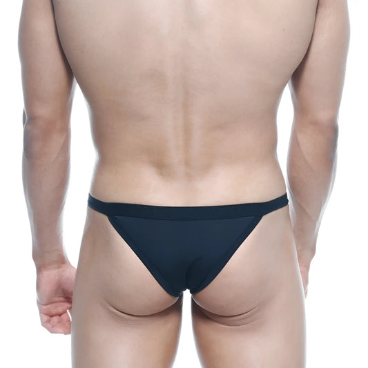 Black triangular briefs metroMalewear avant-garde bikini black 1115-20 with smooth form-fitting fabric front view
