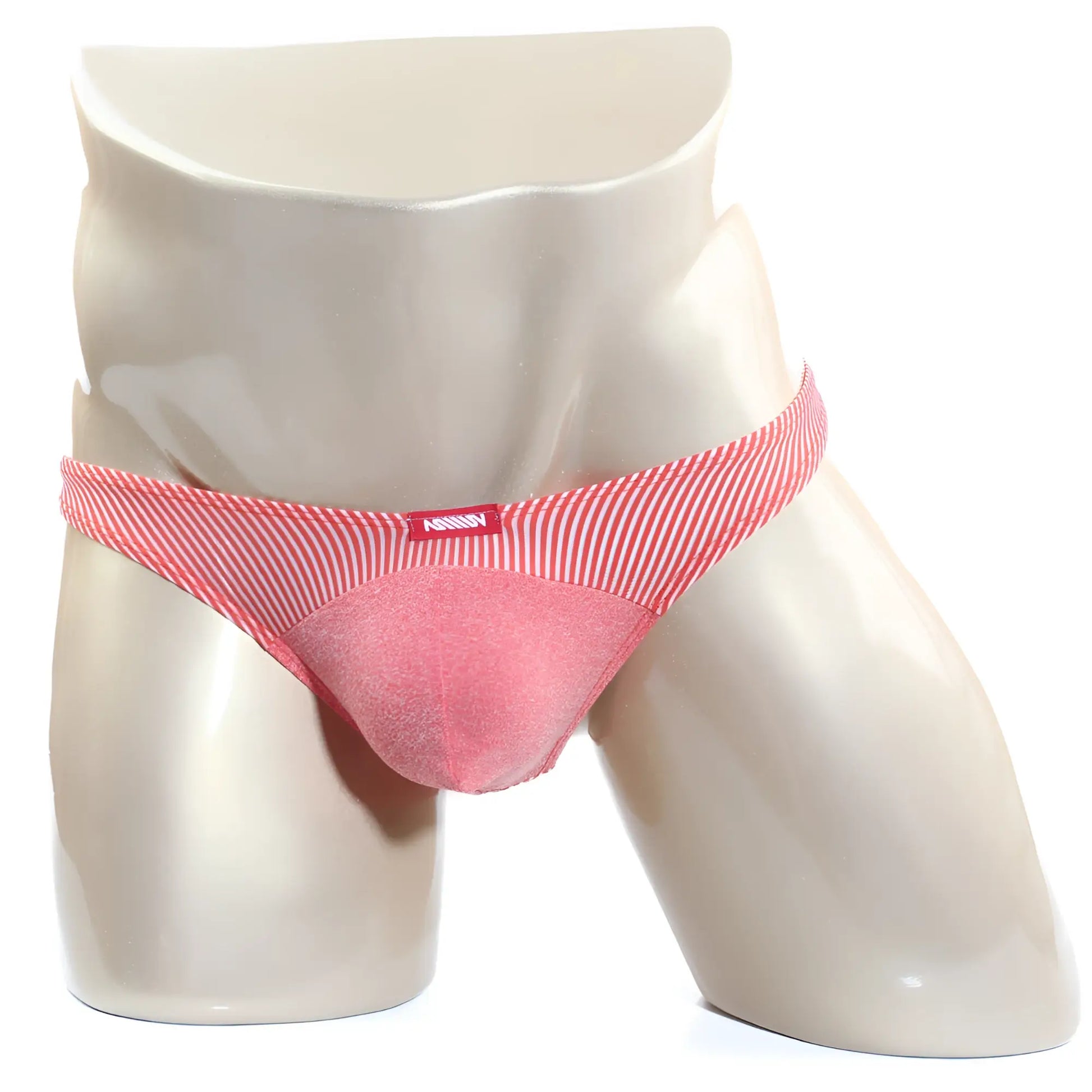 Pink striped cotton briefs with textured front panel from metromalewear awesome thong orange 2302-s02 collection