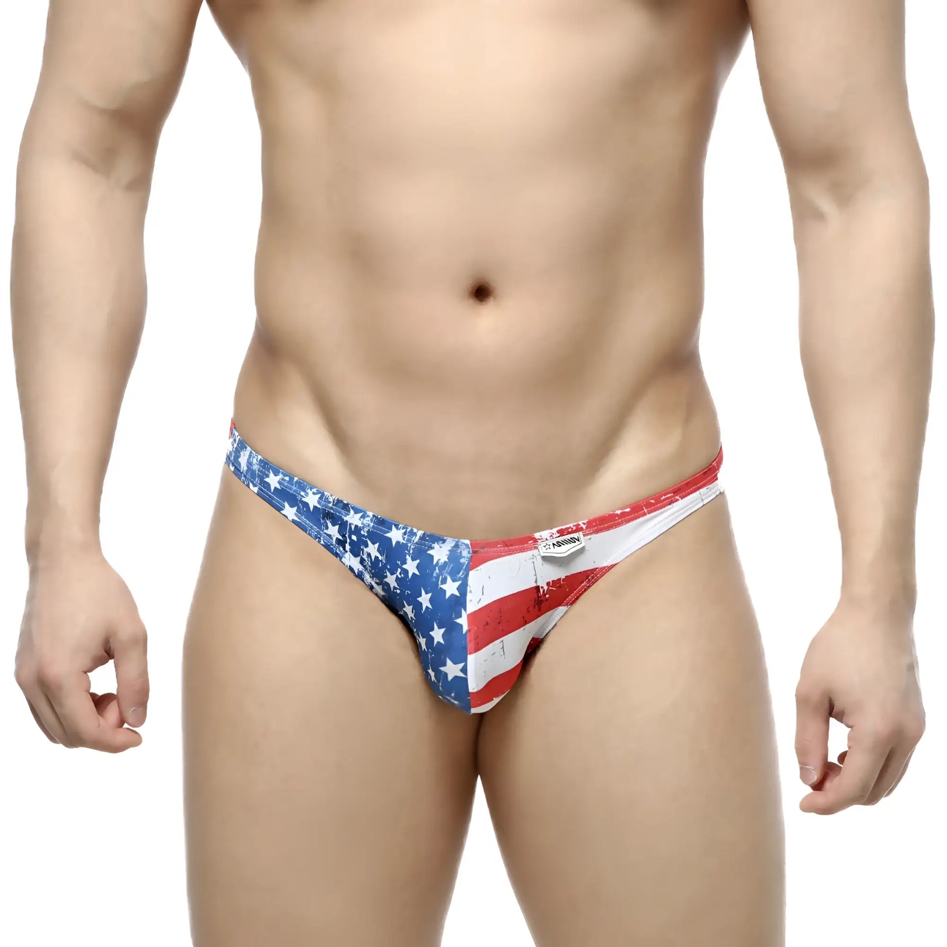 MetroMaleWear batalla hip bikini 6003-95 American flag thong with vintage distressed look in red white and blue