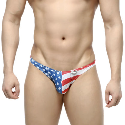 MetroMaleWear batalla hip bikini 6003-95 American flag thong with vintage distressed look in red white and blue