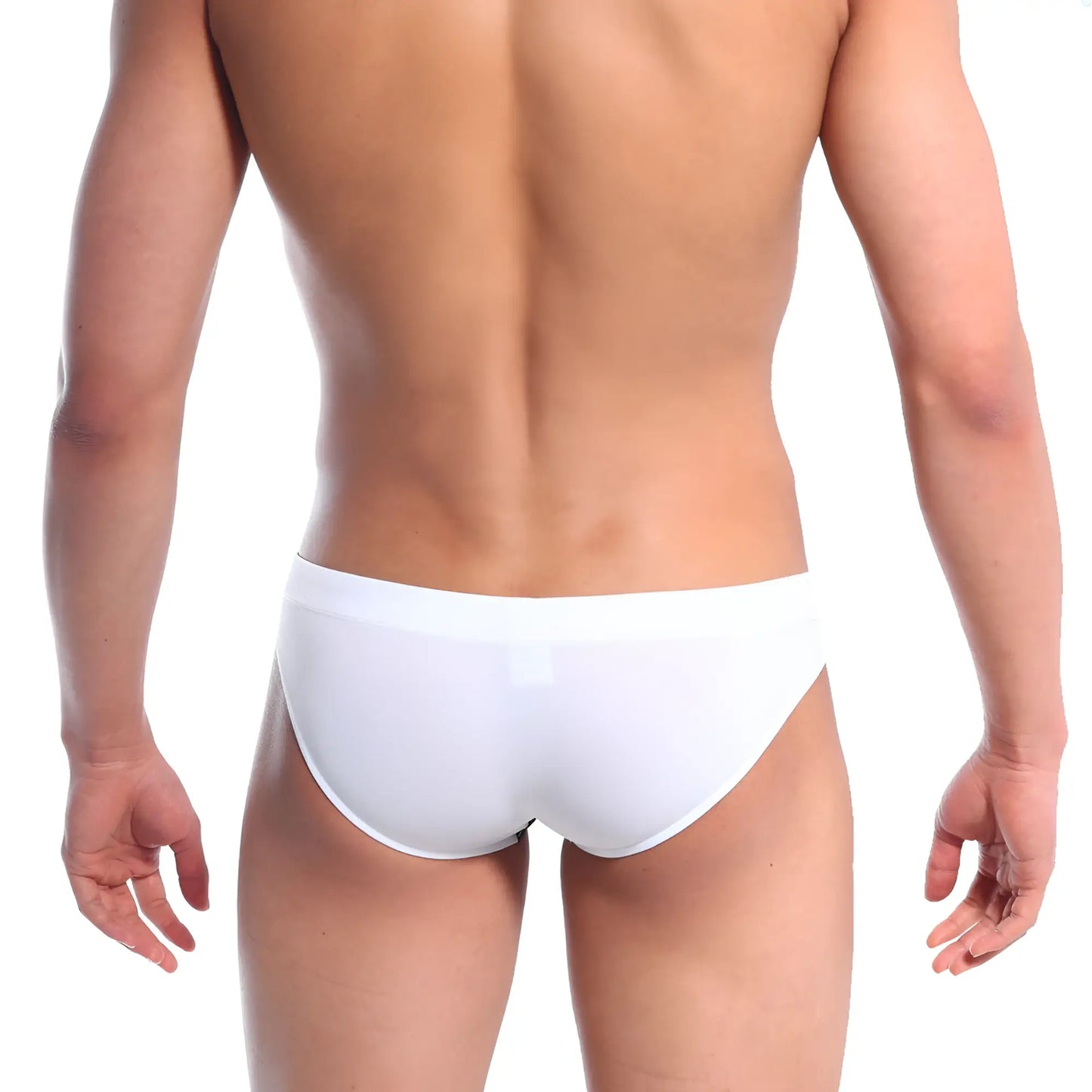 White briefs metro male wear bella swim bikini 4957-00 with smooth form-fitting design in white color