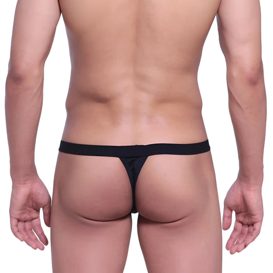 Black MetroMaleWear big pouch thong made of smooth stretchy fabric with narrow waistband for comfortable wear