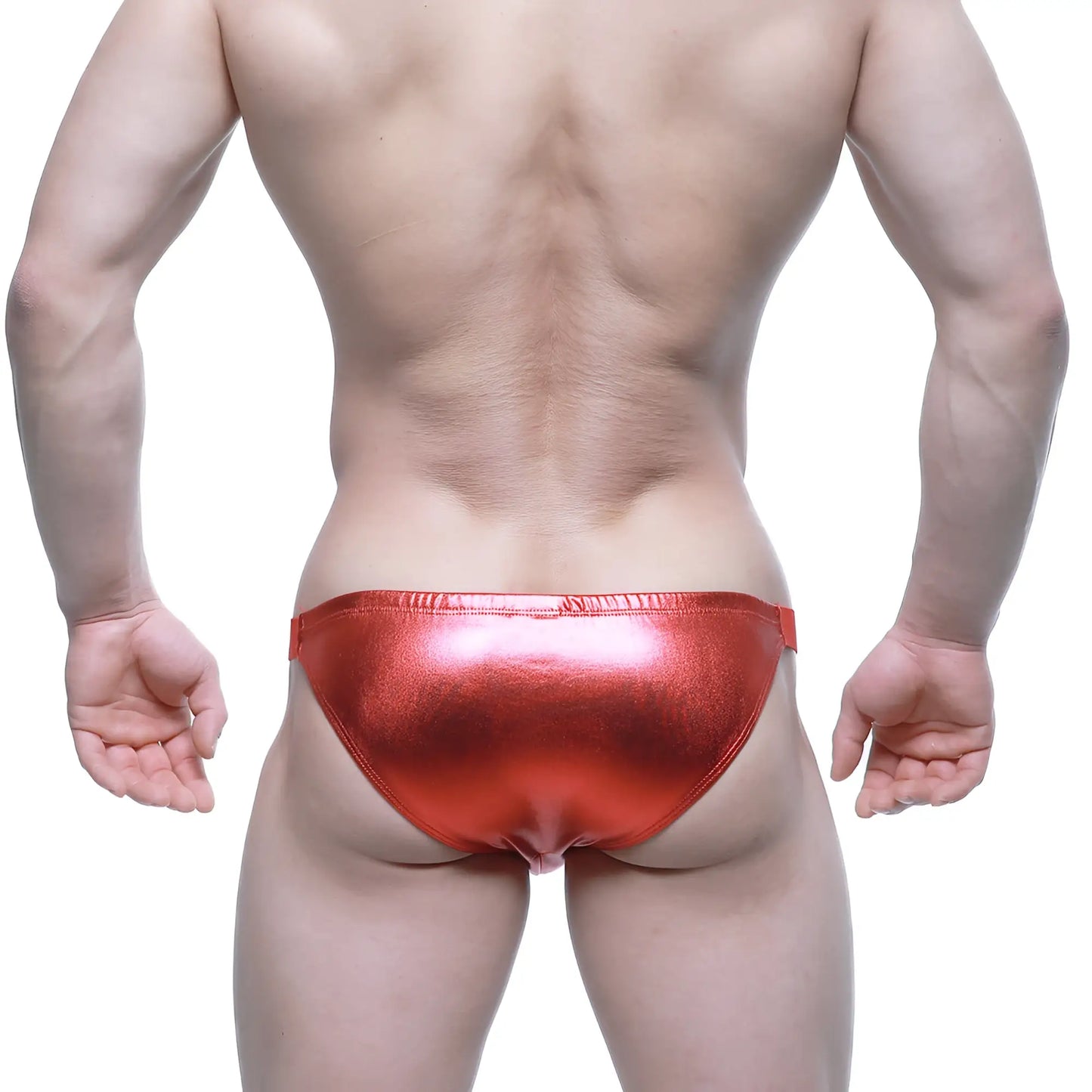 Shiny red metallic briefs by MetroMaleWear bling bikini crimson 3604-74 showcasing a vibrant glossy finish