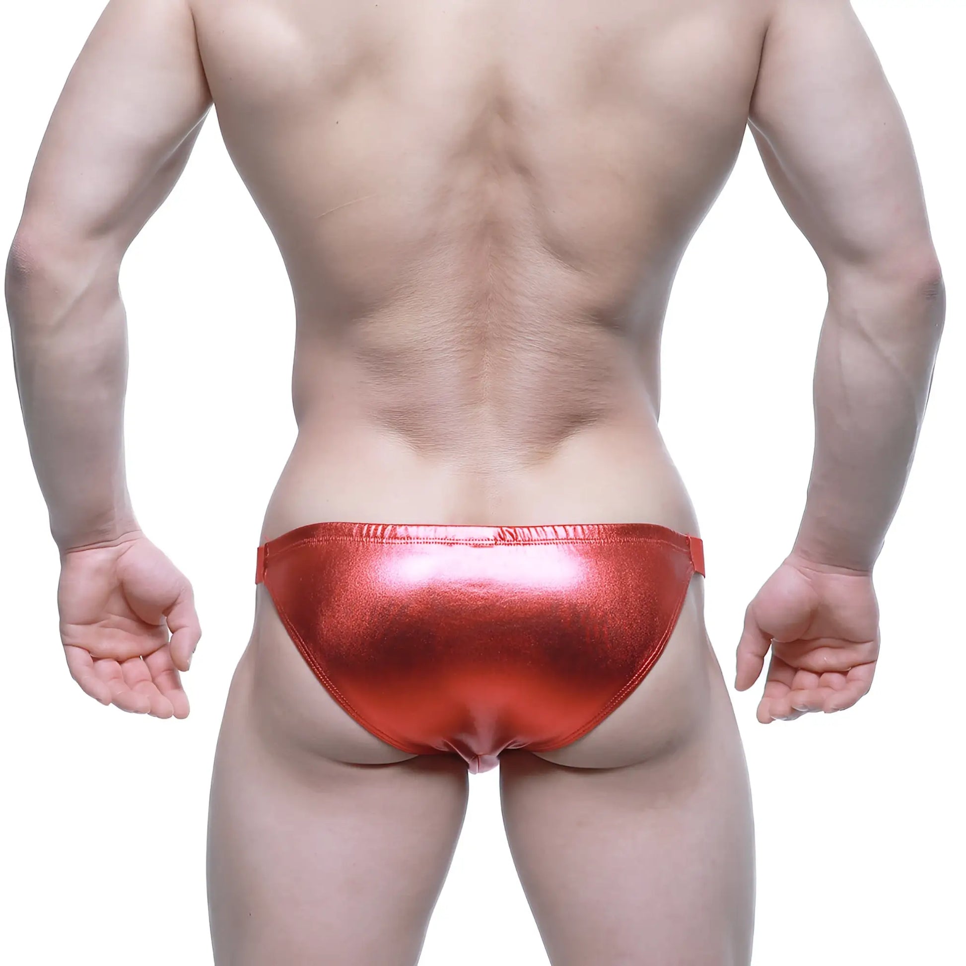 Shiny red metallic briefs by MetroMaleWear bling bikini crimson 3604-74 showcasing a vibrant glossy finish