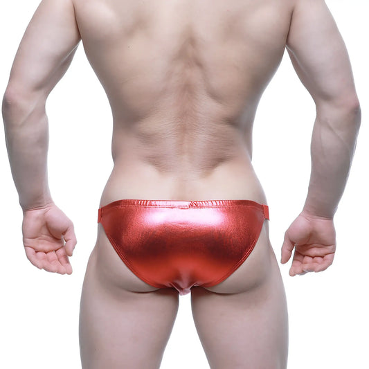 Shiny red metallic briefs by MetroMaleWear bling bikini crimson 3604-74 showcasing a vibrant glossy finish