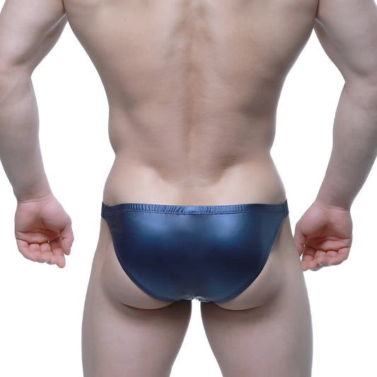 Shiny navy blue metallic briefs metro malewear bling bikini dark blue 3604-76 front view