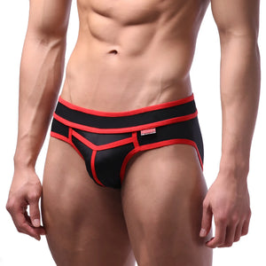 MetroMaleWear bold swim brief red 4961-12 black and red athletic briefs with geometric design front view