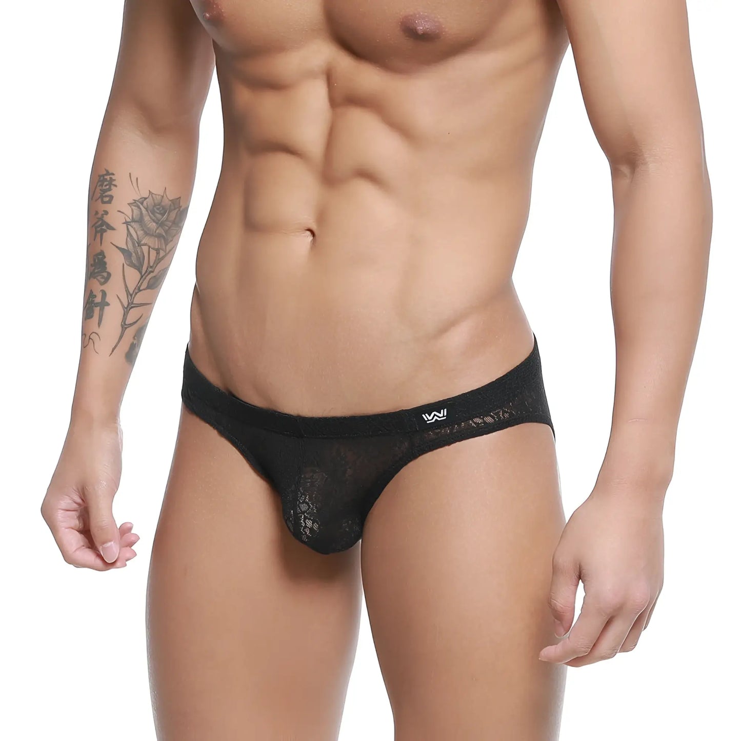 Black lace men’s briefs metroMalewear bordado bikini black 5103 53 with subtle pattern and branded waistband