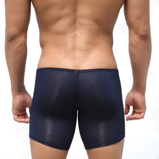 MetroMaleWear Bosillo long boxer dark blue 3514-29 sheer mesh briefs with subtle textured finish