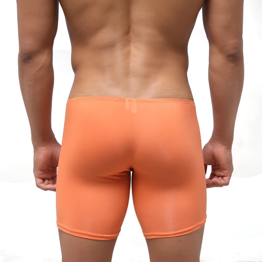 Orange stretchy briefs metro male wear bosillo long boxer peach 3514-02 made for comfort and flexibility