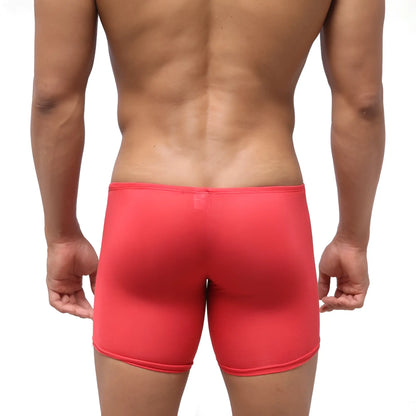 MetroMalewear Bosillo Long Boxer red athletic briefs with smooth stretchy fabric and clean-cut hemline