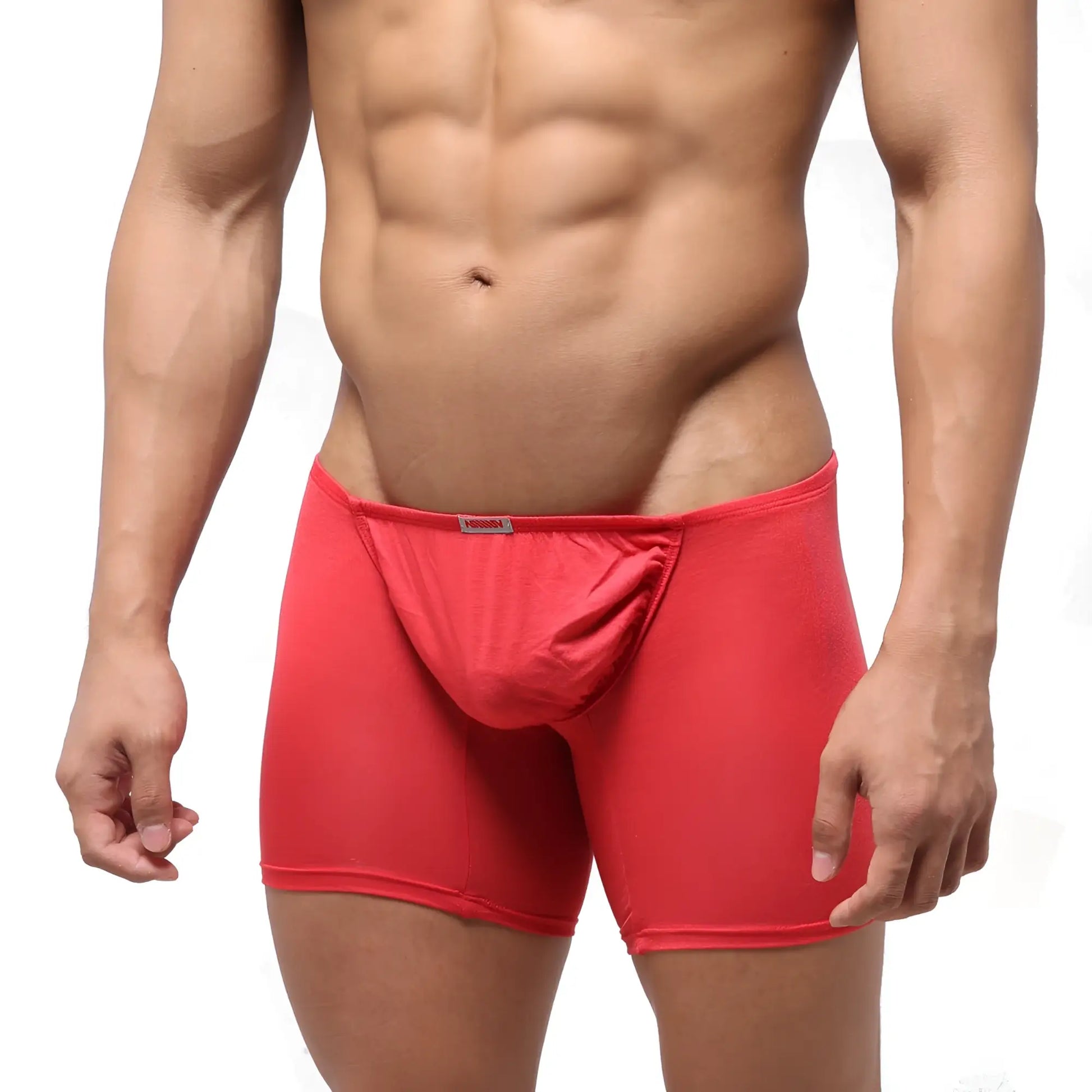 MetroMaleWear Bosillo long red men’s boxer briefs with contoured pouch and elastic waistband for comfort