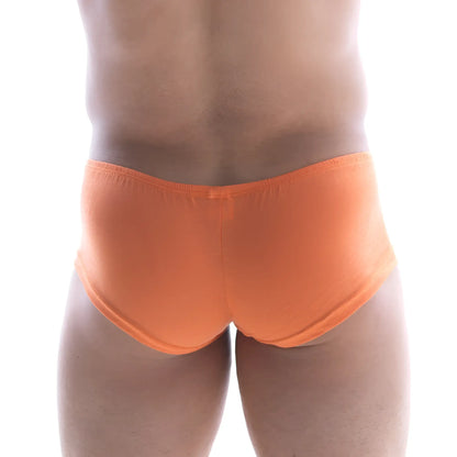 Orange MetroMaleWear bosillo short boxer briefs in peach color made of soft breathable fabric for comfortable wear
