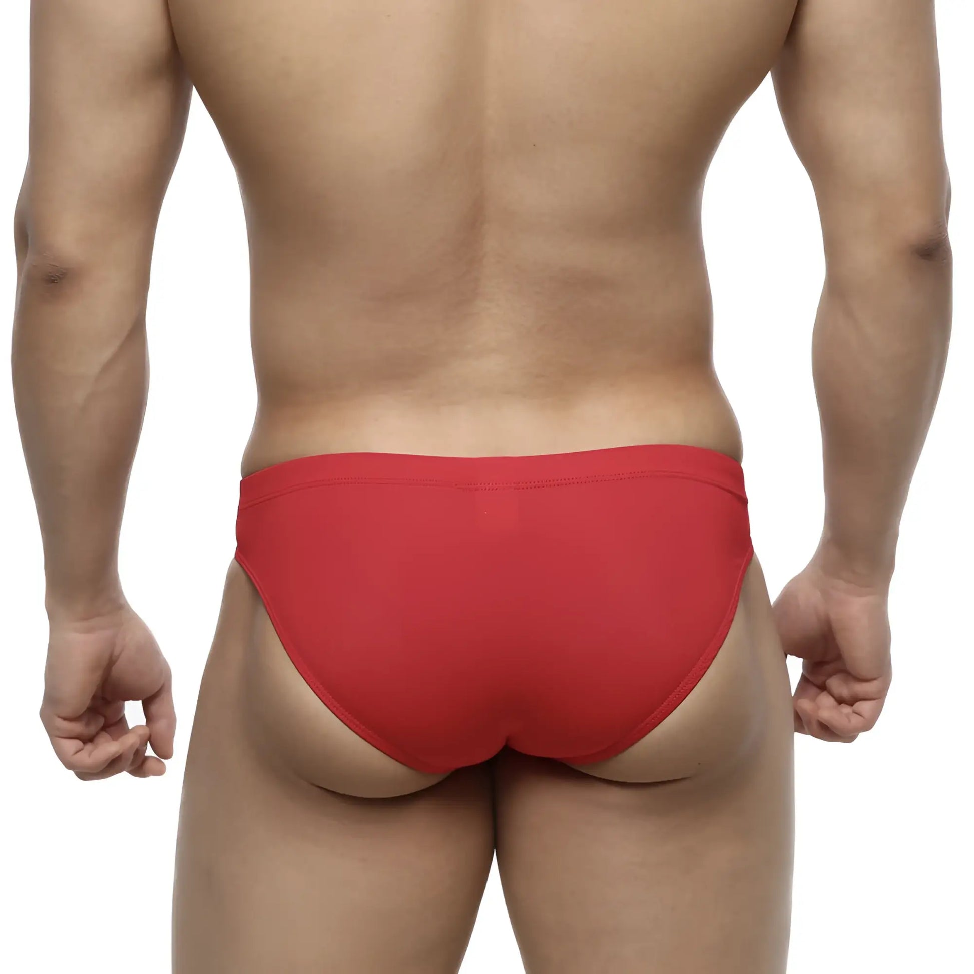 MetroMaleWear Bosillo swim bikini red 4967-12 men’s swim trunks with smooth form fitting design in red
