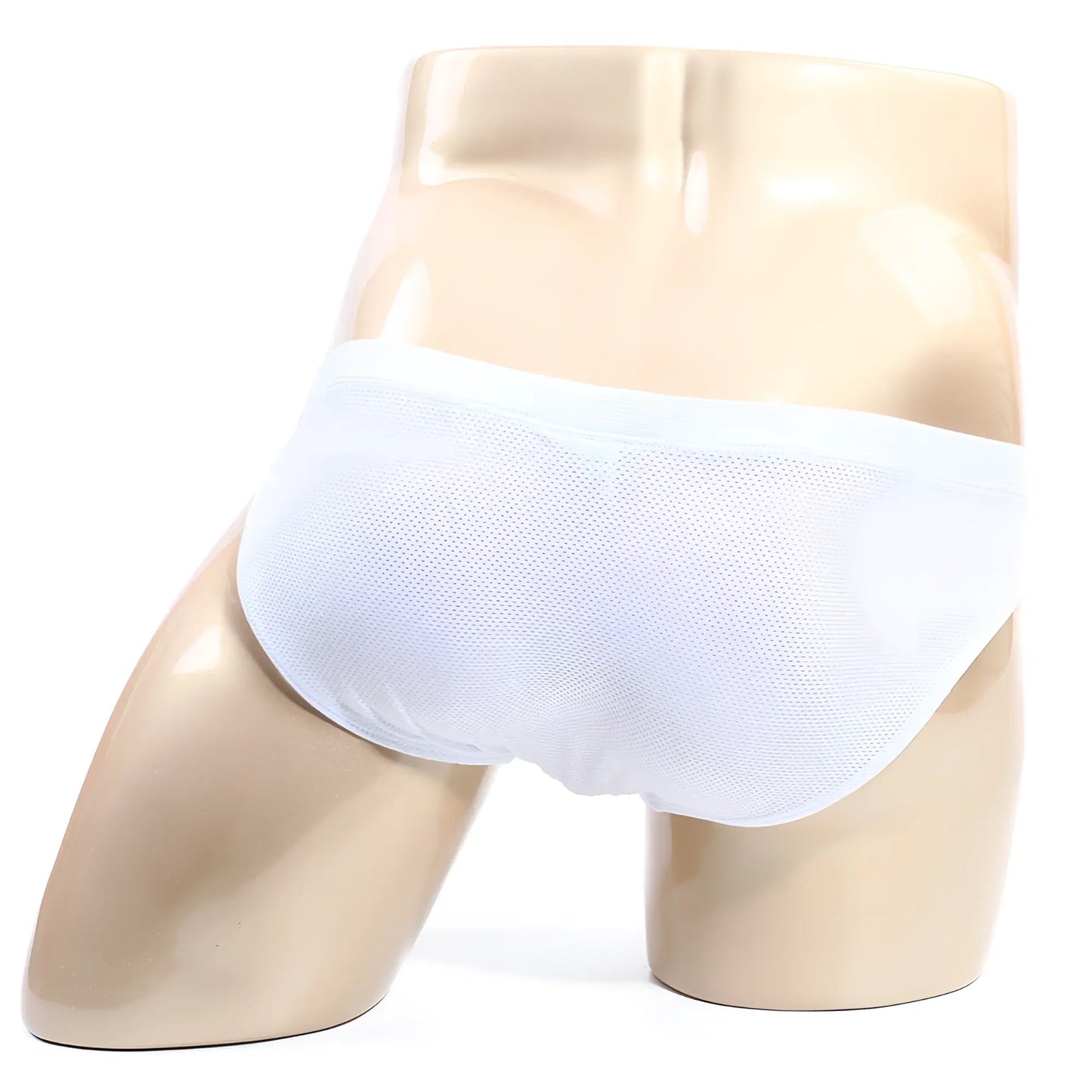 Metro male wear bravo bikini white 7103-00 white mesh briefs displayed on a mannequin front view