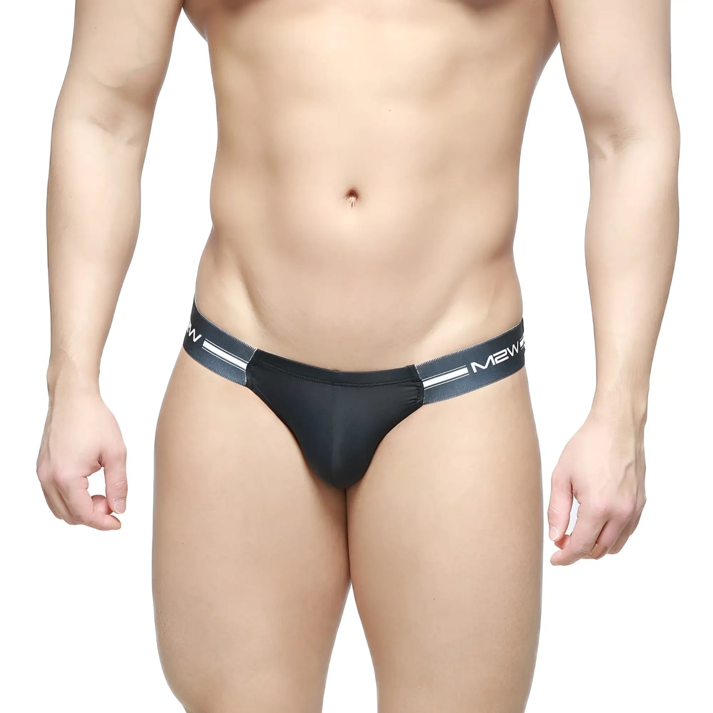 MetroMaleWear Brief 2.0 Black 3603-56 black mew brand thong with sleek fit and white logo stripes on waistband