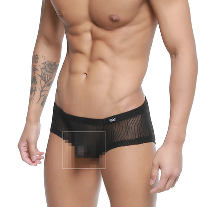 MetroMaleWear Bruma trunk 2125-30 black mesh briefs with subtle wavy pattern and small white logo on waistband