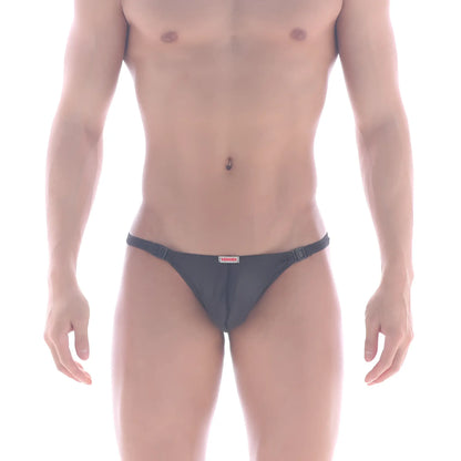 Black mesh briefs with red and white MetroMaleWear brand tag on waistband metroMalewear buckle bikini black 2004-55
