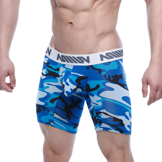 MetroMaleWear bulge midcut boxer camo 8023-60 blue and black camouflage men’s boxer briefs with white million waistband