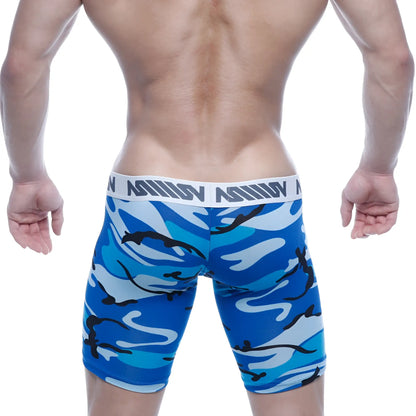 MetroMaleWear bulge midcut boxer camo 8023-60 blue and white camouflage men’s boxer briefs with black accent and branded waistband