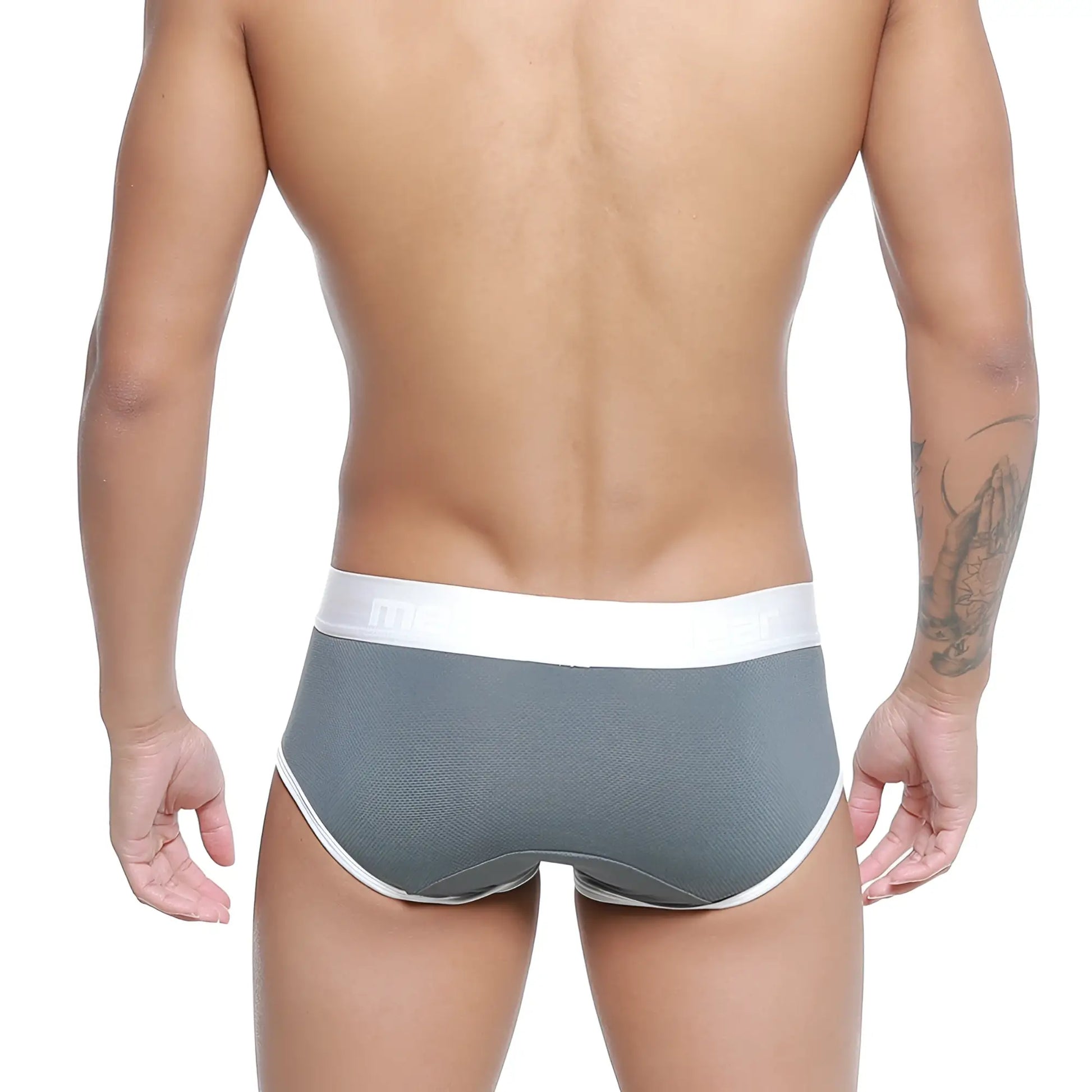 Metro malewear cairo brief gray 5106-11 textured gray briefs with white elastic waistband and trim