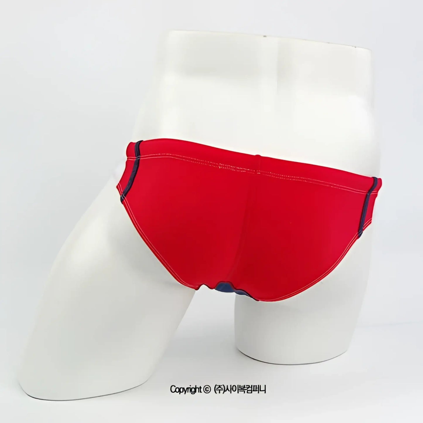 MetroMaleWear California swim bikini red with navy blue trim and stitching designed for comfortable beachwear