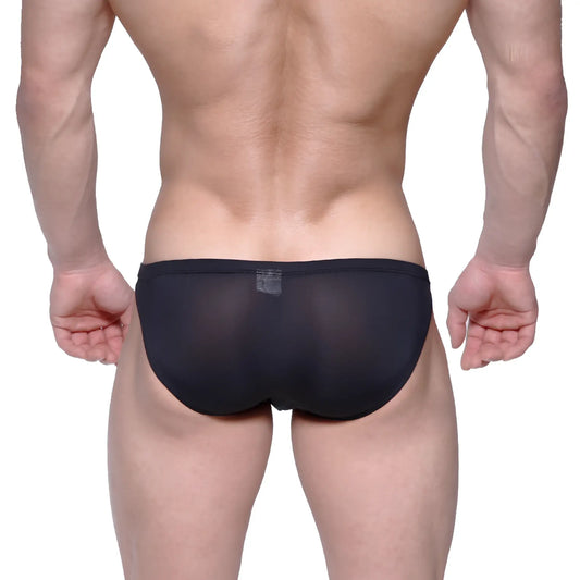 MetroMaleWear cannon hip brief black sheer mesh briefs showcasing breathable lightweight fabric design
