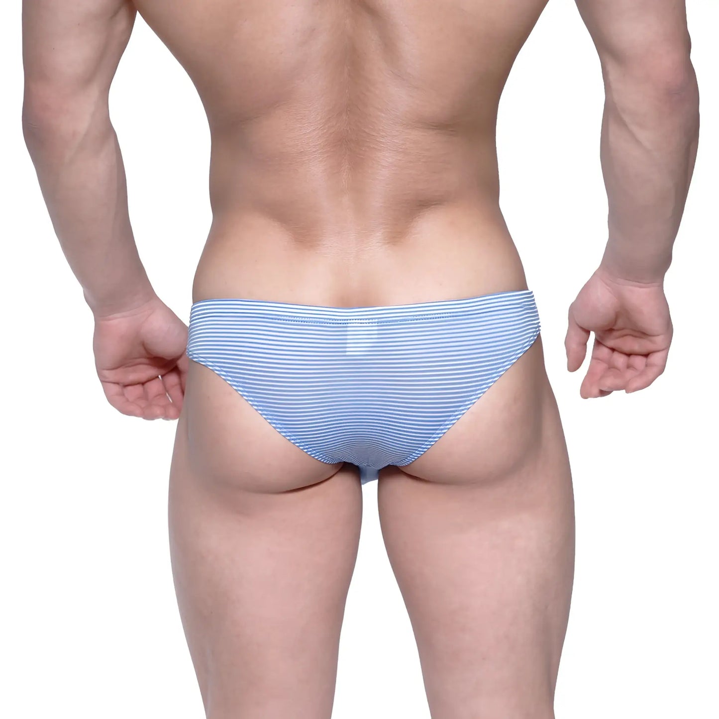 Light blue and white striped men’s briefs metro male wear capri bikini blue stripe 6103-42 with soft fabric