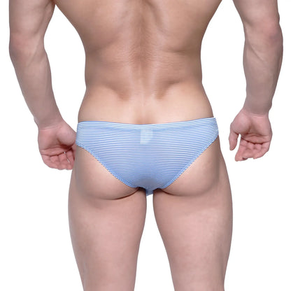 Light blue and white striped men’s briefs metro male wear capri bikini blue stripe 6103-42 with soft fabric