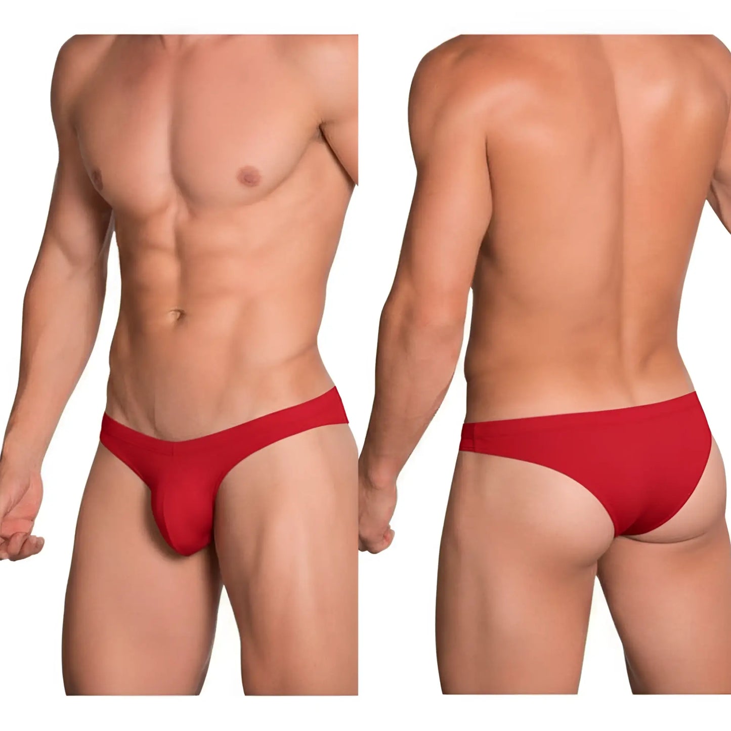 Red form-fitting metroMalewear capri bikini briefs with smooth fabric finish for comfortable everyday wear