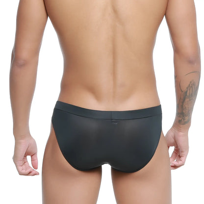 Black sheer swim trunks with solid waistband by metromalewear cebolla bikini black 5105-31
