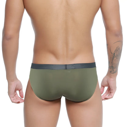 Olive green briefs with dark gray waistband by metromalewear cebolla bikini 5105-26 for comfortable daily wear