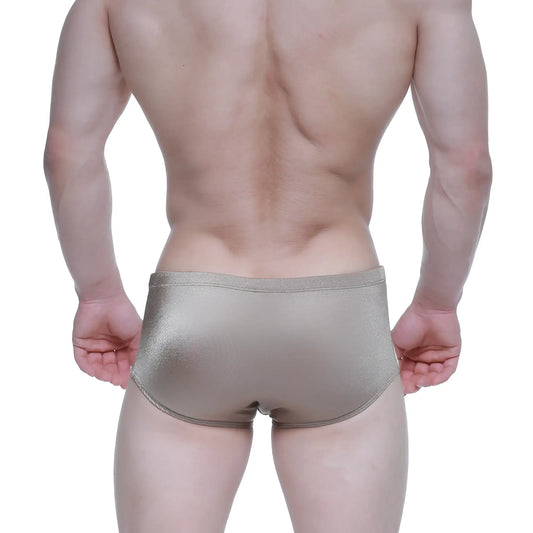 Metro male wear charile swim brief herring 4945-04 shiny metallic gold form-fitting swim trunks