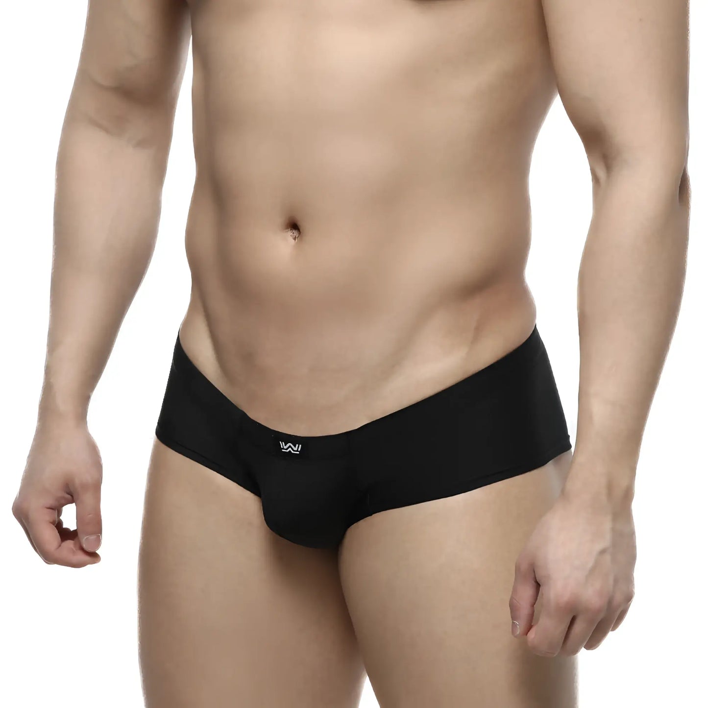 MetroMaleWear cheek black 2028-20 sleek black men’s briefs with form-fitting design and white logo on waistband