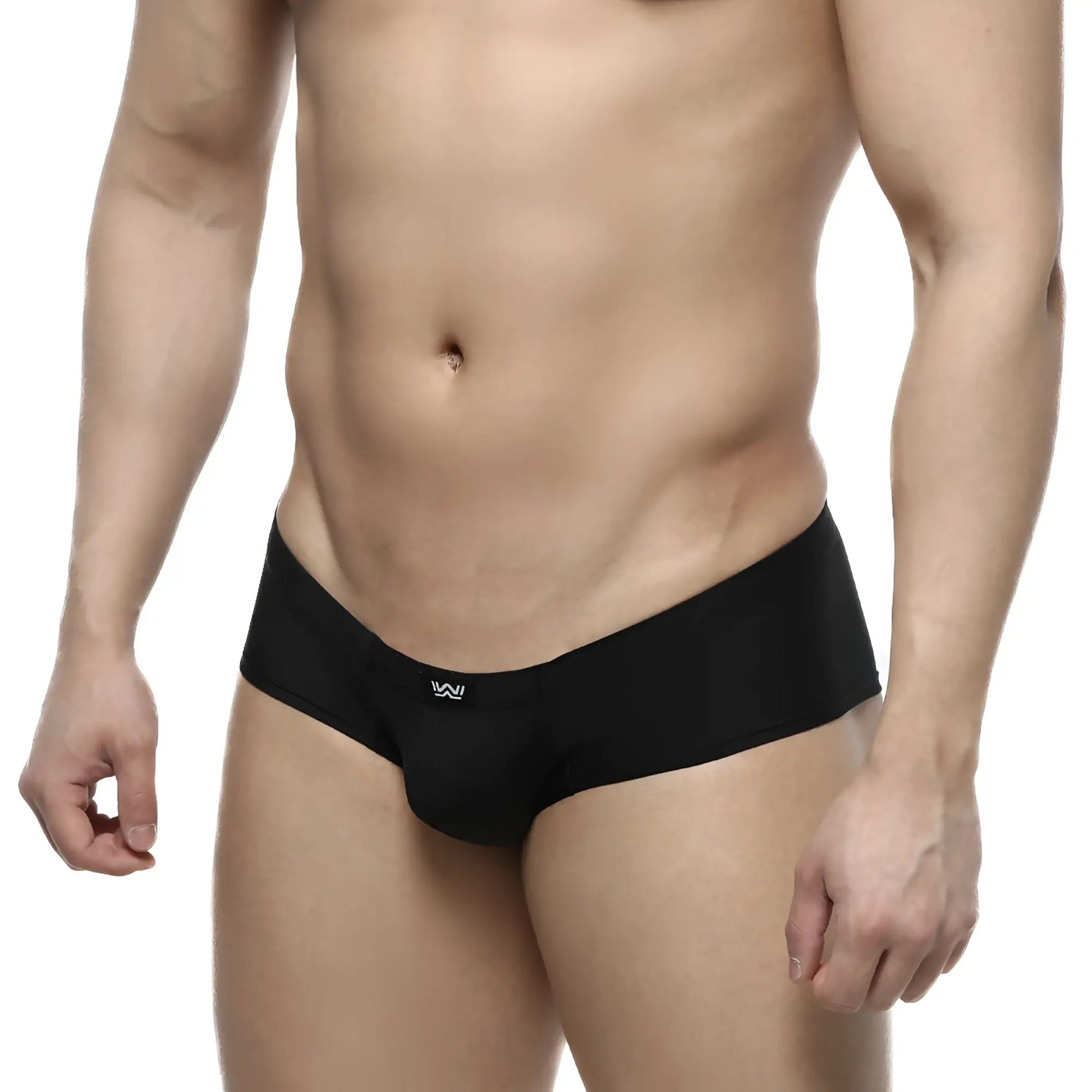 MetroMaleWear cheek black 2028-20 sleek black men’s briefs with form-fitting design and white logo on waistband