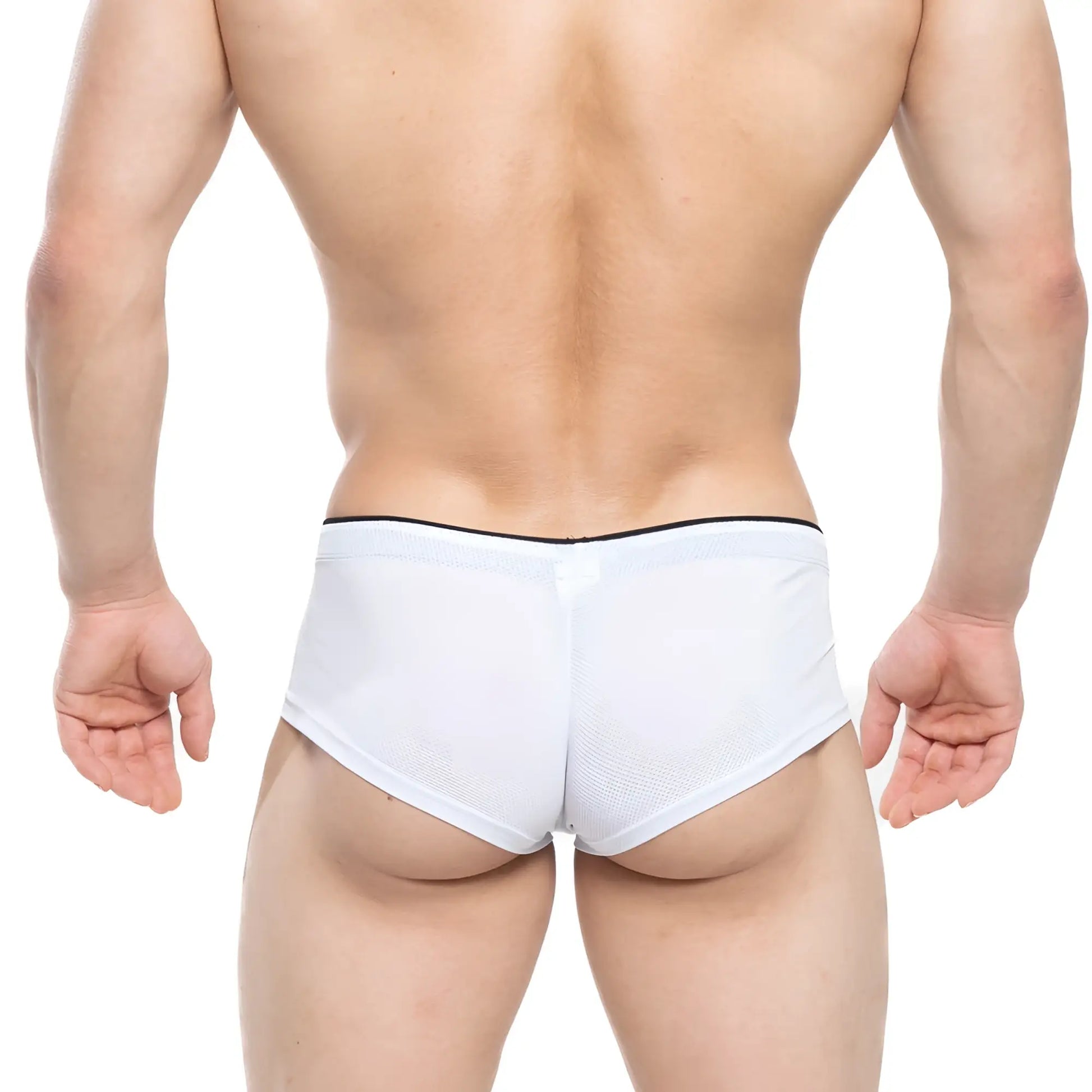 White mesh briefs with black elastic waistband from metromalewear cheek nacar 2028-78 for comfortable everyday wear