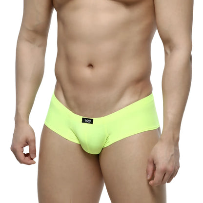 MetroMaleWear cheek neon green briefs with a bright neon green color and black logo tag on the waistband