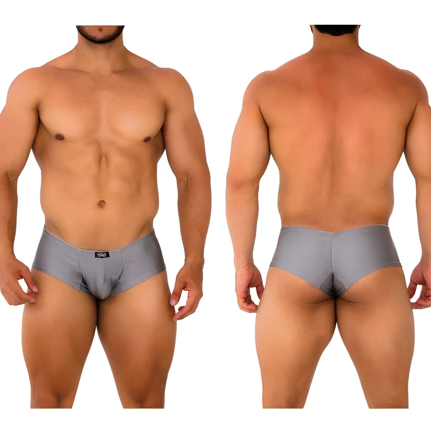 Gray mens briefs metro male wear cheek platinum 2028-10 with sleek form fitting design and small black waistband logo