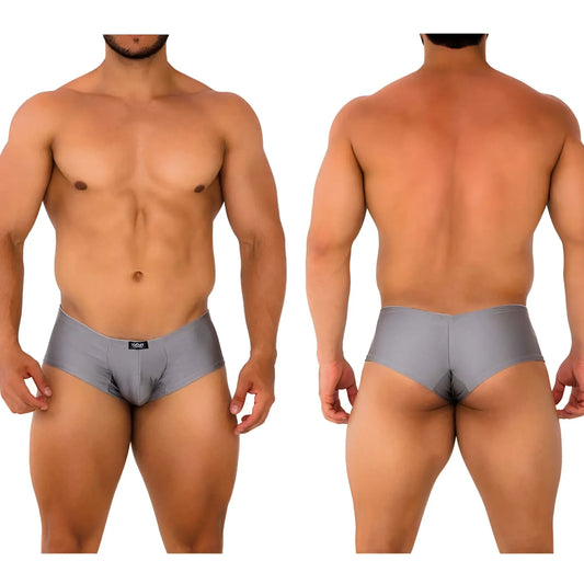 Gray mens briefs metro male wear cheek platinum 2028-10 with sleek form fitting design and small black waistband logo