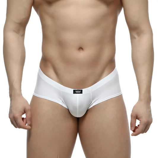 MetroMaleWear cheek white 2028-00 sleek white form-fitting men’s briefs with black logo waistband for everyday comfort