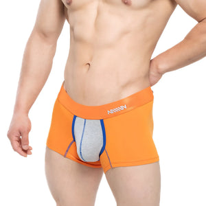 Orange MetroMaleWear Ciclerut short boxer 7 3022-25 with gray blue front panel and white branded elastic waistband