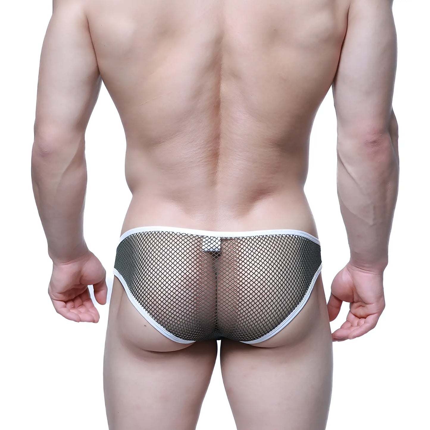 Black mesh briefs with white trim from metromalewear cloud9 bikini green 6303-26 for comfortable daily wear