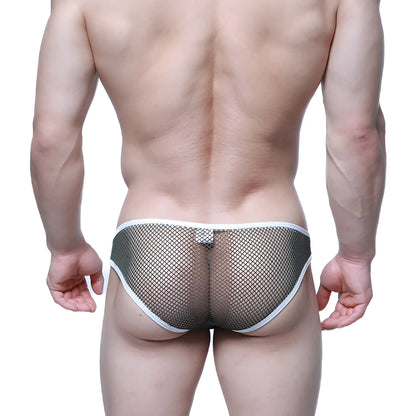 Black mesh briefs with white trim from metromalewear cloud9 bikini green 6303-26 for comfortable daily wear