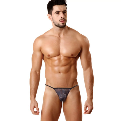 Metro male wear cobra string camo 2214-61 black and gray camouflage men’s thong with thin elastic waistband