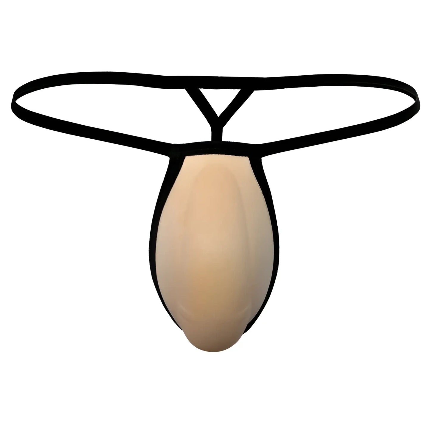 Metro male wear cock bra thong in black and beige with smooth form-fitting design and contrast nude accents